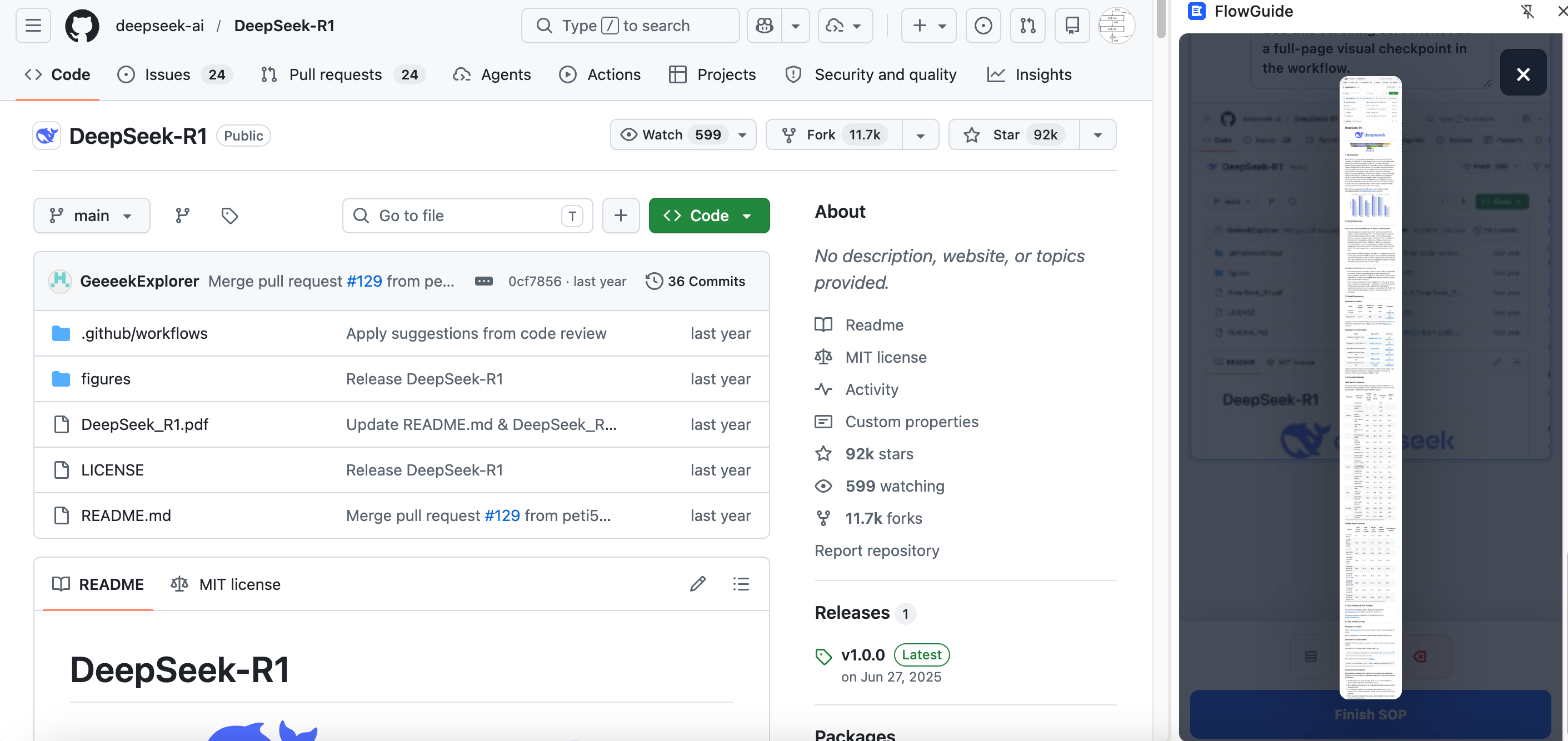 FlowGuide full page screenshot preview in the side panel